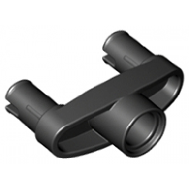 black technic pin connector 3l with 2 pins and center hole