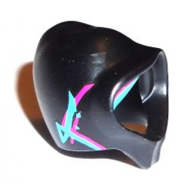 black minifigure headgear hood with magenta and medium azure streaks pattern
