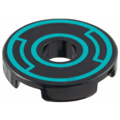 tile round 2 x 2 with hole with dark turquoise concentric circles with insets pattern