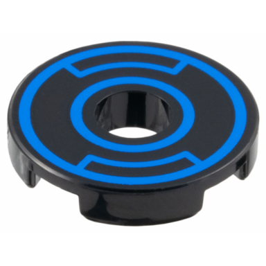 tile round 2 x 2 with hole with blue concentric circles with insets pattern