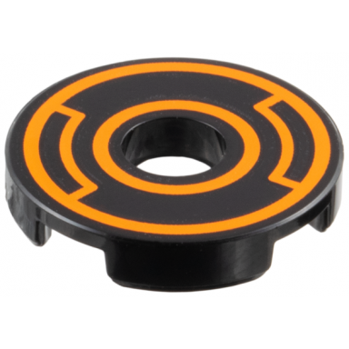 tile round 2 x 2 with hole with orange concentric circles with insets pattern