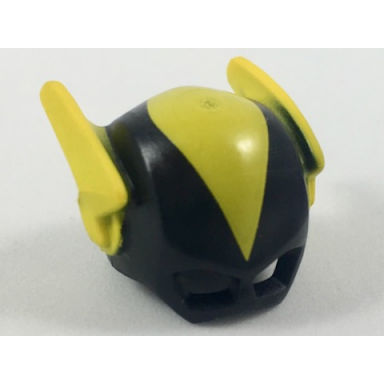 black minifigure headgear mask black vulcan with yellow middle and wings pattern