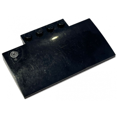 black slope curved 5 x 8 x 2 3 with 4 studs with silver fuel filler cap on transparent background pattern sticker - set 76912