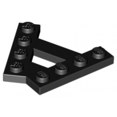 black wedge plate a-shape with 2 rows of 4 studs