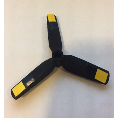 black propeller 3 blade 9 diameter with center recessed with black and yellow squares pattern stickers - set 60116