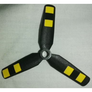 black propeller 3 blade 9 diameter with center recessed with yellow stripes pattern stickers - set 60103