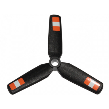 black propeller 3 blade 9 diameter with center recessed with orange and white stripes pattern stickers - set 42117
