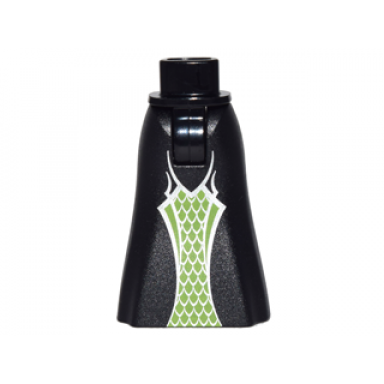 black mini doll hips and skirt full length with lime and silver diamond inset pattern - thick hinge