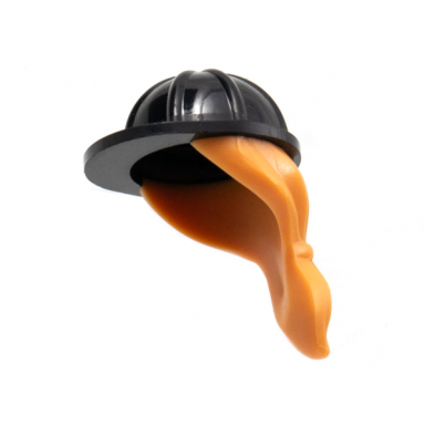 black minifigure headgear helmet construction with molded nougat ponytail hair pattern