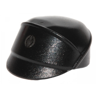 black minifigure headgear cap sw sith fleet officer with silver sith eternal emblem pattern