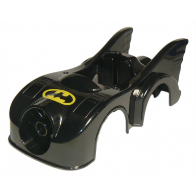 black duplo car body batmobile with batman logo pattern