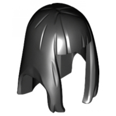black minifigure hair female long straight with bangs - flexible rubber