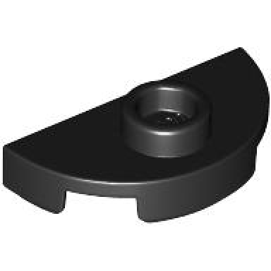 black plate round 1 x 2 half with 1 stud jumper