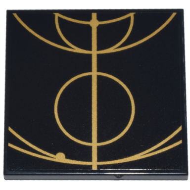 black tile 4 x 4 with gold concentric circles celestial star chart pattern 4 sticker - set 75385