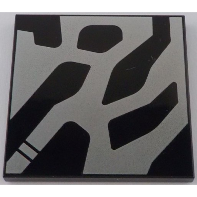 black tile 4 x 4 with silver markings pattern model left side sw kylo ren helmet