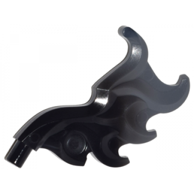 black wave rounded curved wing with bar end flame with marbled dark bluish gray pattern