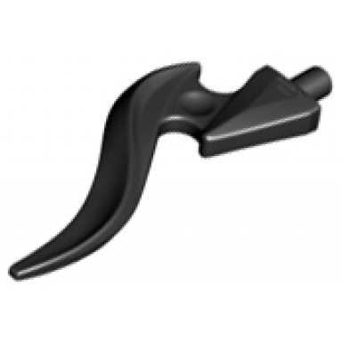 black wave rounded curved single with bar end and triangular base flame