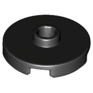 black tile round 2 x 2 with open stud