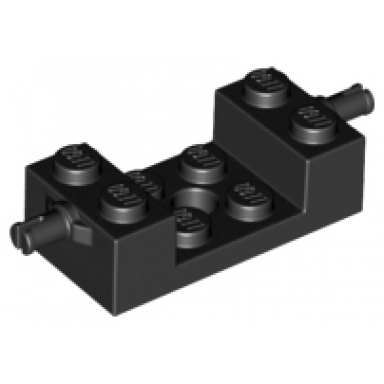 black brick modified 2 x 4 with wheels holder with 2 x 2 cutout and hole