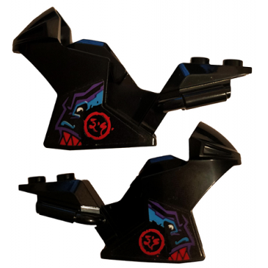 black motorcycle fairing racing sport bike with red ninjago logogram ds in circle and dragon pattern on both sides stickers - set 70638