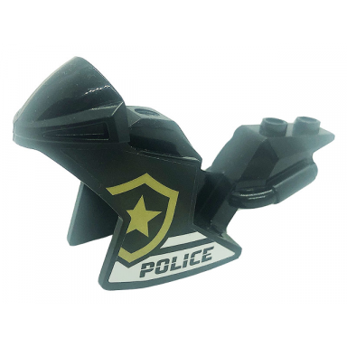 black motorcycle fairing racing sport bike with police white stripes and gold star badge logo pattern on both sides stickers - set 60276