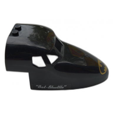 aircraft fuselage forward top curved 6 x 10 x 4 with 5 window panes with batman logo and bat-shuttle pattern on both sides stickers - set 70923