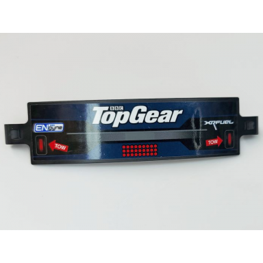 black technic panel curved 3 x 13 with bbc logo top gear engyne xrfuel red dots and arrows with white tow pattern sticker - set 42109
