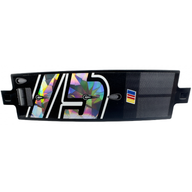 black technic panel curved 3 x 13 with partial holographic number 75 middle section and yellow red and blue nascar logo pattern sticker - set 42153
