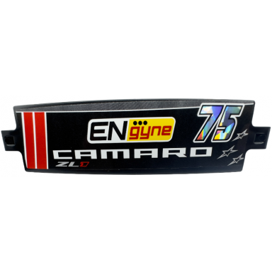 black technic panel curved 3 x 13 with holographic number 75 engyne camaro zl1 3 stars and red and white stripes pattern sticker - set 42153