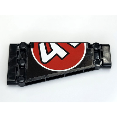 black technic panel plate 5 x 11 x 1 tapered with red and white partial 41 in circle pattern left sticker - set 42066