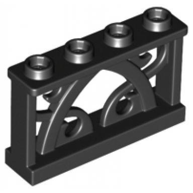 black fence 1 x 4 x 2 ornamental with 4 studs
