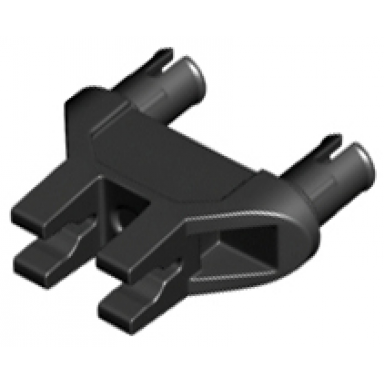 black technic pin double triangle 1 x 3 with 2 clips with squared pin holes