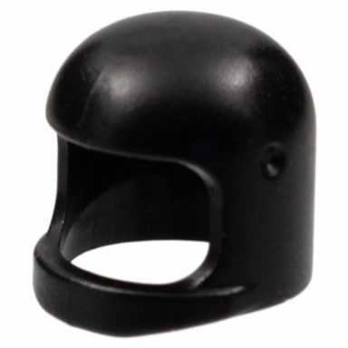 black minifigure headgear helmet space town with thick chin strap - with visor dimples