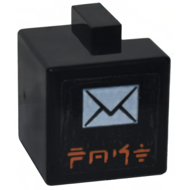 black creature head pixelated with white envelope and orange ninjago logogram post pattern sticker - set 71799