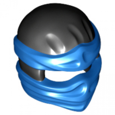 black minifigure headgear ninjago wrap type 2 with molded blue wraps and knot pattern