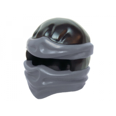 black minifigure headgear ninjago wrap type 2 with molded dark bluish gray wraps and knot pattern