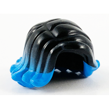 black minifigure hair female short swept sideways with marbled dark azure ends pattern