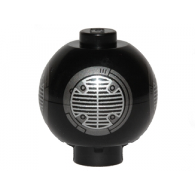 black brick round 2 x 2 sphere with stud robot body with bb-9e droid pattern