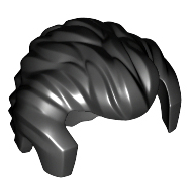 black minifigure hair short swept back with sideburns and widows peak