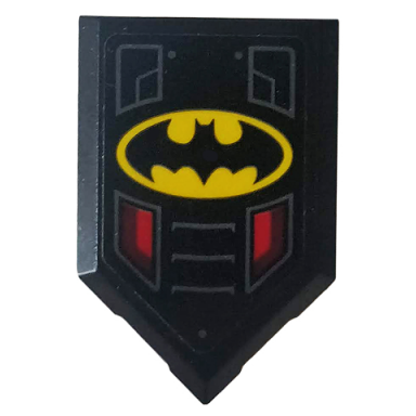 black tile modified 2 x 3 pentagonal with batman logo pattern sticker - set 76116
