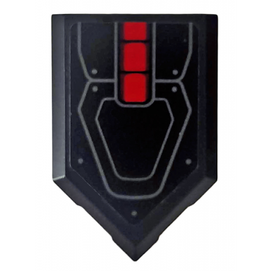 black tile modified 2 x 3 pentagonal with red rectangles and hull plates pattern sticker - set 76116