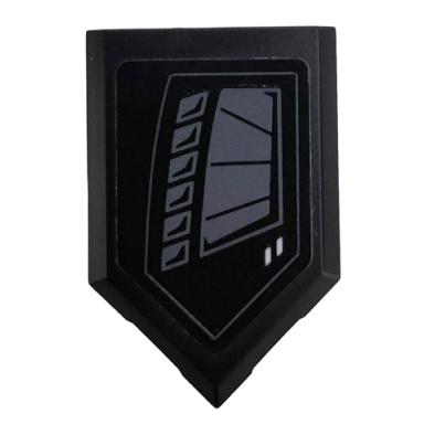 black tile modified 2 x 3 pentagonal with dark bluish gray vents pattern model left side sticker - set 76100