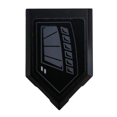 black tile modified 2 x 3 pentagonal with dark bluish gray vents pattern model right side sticker - set 76100