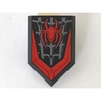 black tile modified 2 x 3 pentagonal with red spider and web pattern