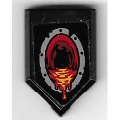 black tile modified 2 x 3 pentagonal with silver ring and lava tunnel pattern 2 sticker - set 70323