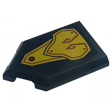black tile modified 2 x 3 pentagonal with gold armor and red dot pattern sticker - set 71773