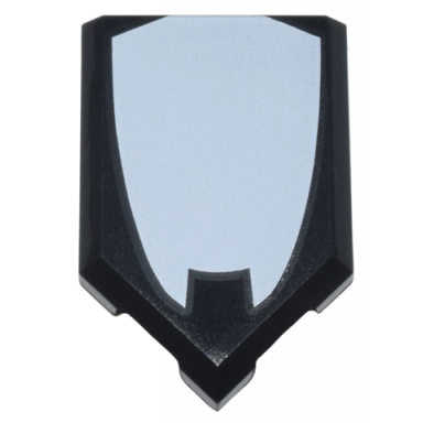 black tile modified 2 x 3 pentagonal with white oval shape with points pattern