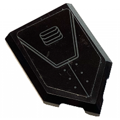 black tile modified 2 x 3 pentagonal with hull plates with dark bluish gray air vent lines and rivets pattern sticker - set 76122