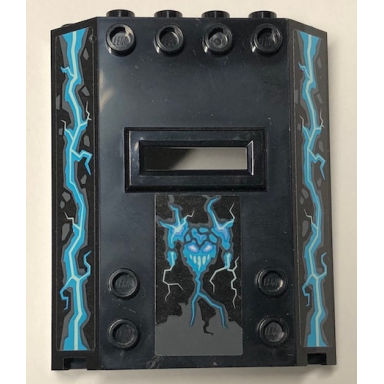black panel 2 x 6 x 6 with window slot with stone and energy pattern stickers - set 70356