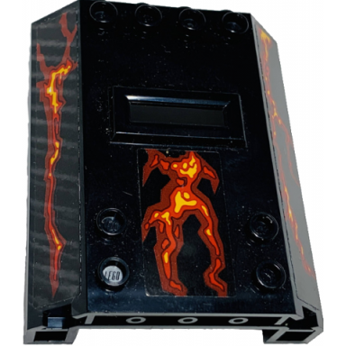 black panel 2 x 6 x 6 with window slot with dark red and bright light orange lava cracks pattern stickers - set 70323